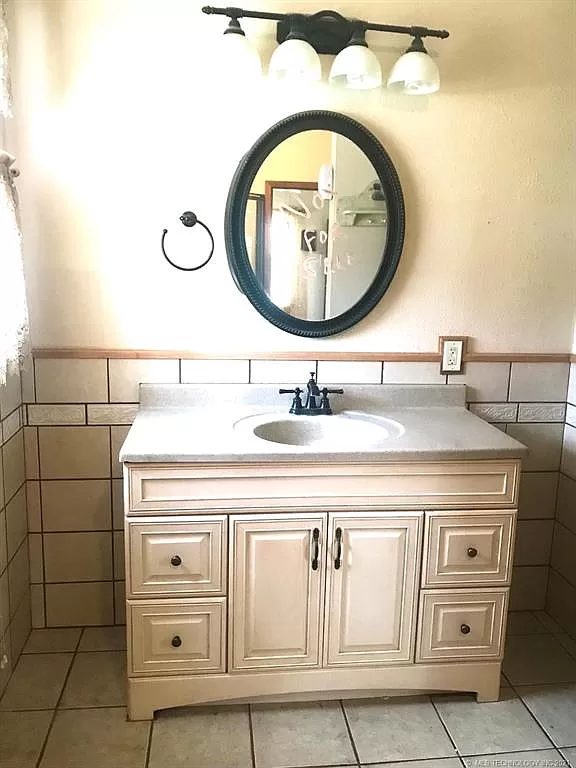 Bathroom vanity and mirror, 2021.